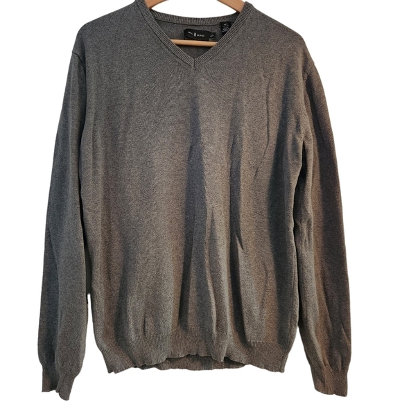 Bill Blass gray long-sleeve pull-on v-neck 100% cotton sweater  shirt - Picture 2 of 10
